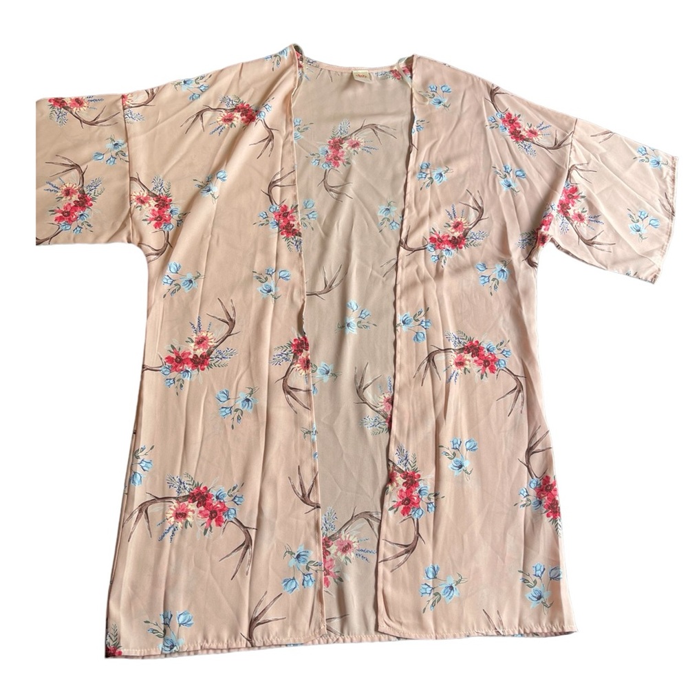 I Joah Premium Pink Sheer Floral Kimono Cardigan Women’s Small NWT